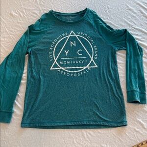 Aeropostale men’s long sleeve graphic large T-shirt. 
Blue/green color